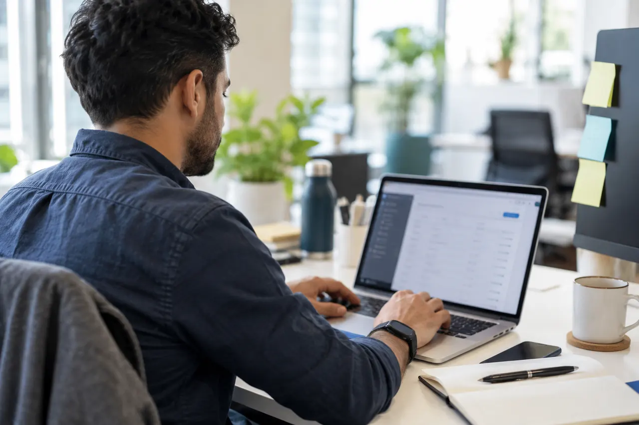 Developer editing SPF, DKIM and DMARC DNS records on a laptop