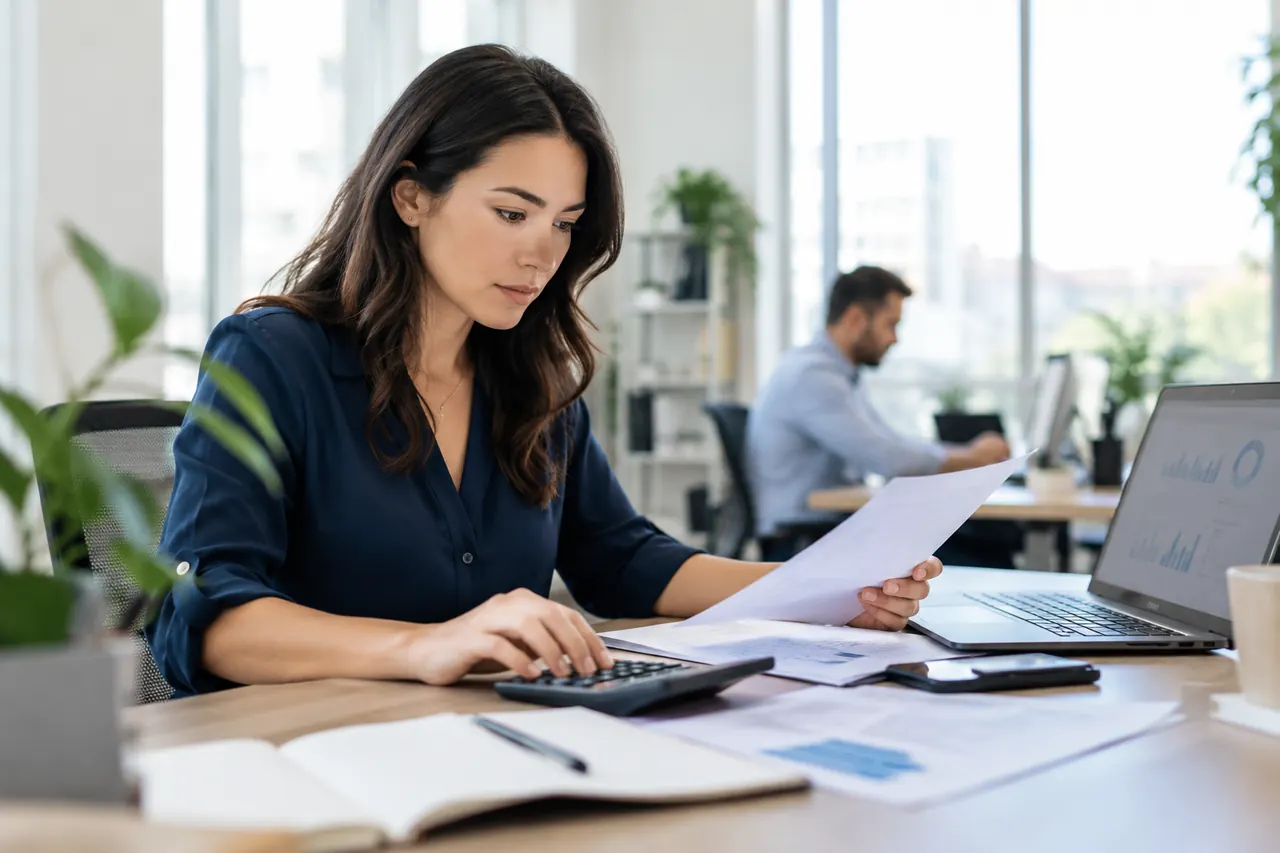 Finance manager reviewing a pricing proposal for dedicated email servers